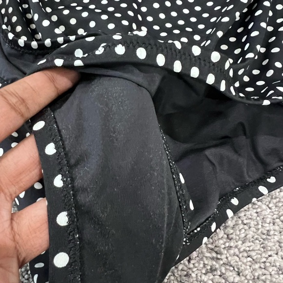 NWT! J.Crew Black White Polka Dots Ruffle Top Plunge Back Swimsuit Size US 10 - Picture 4 of 13